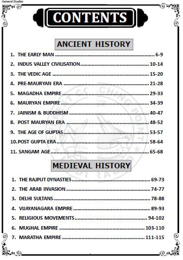 Indian History Book Index Page