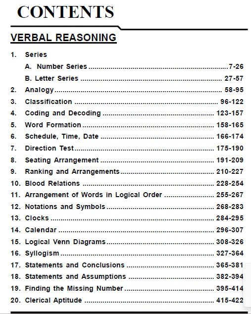 Reasoning Book Index Page