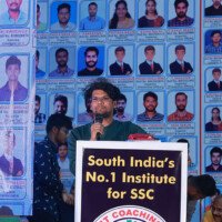 Another student delivering speech during testimonial event at Hyderabad’s best coaching Another student giving speech – testimonials at Hyderabad best coaching
