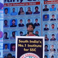 Student delivering speech during testimonial event at Hyderabad’s best coaching Student giving speech – testimonials at Hyderabad best coaching