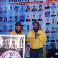 Faculty members addressing the audience during the testimonials ceremony at Everest Coaching Point. Faculty members giving speech during testimonials event at Everest Coaching Point